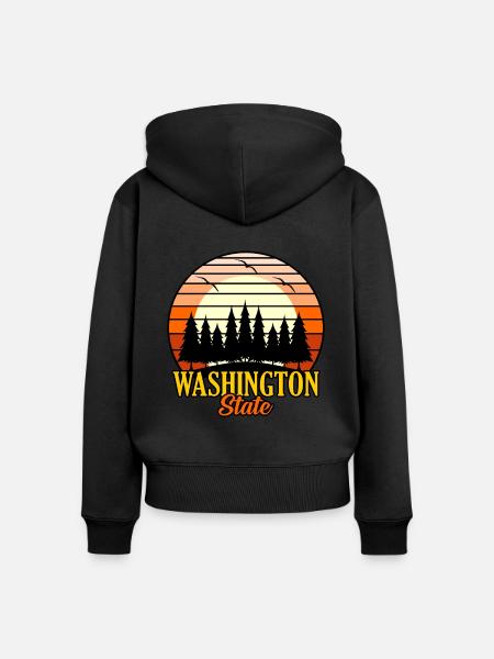Washington State Geschenk - Frauen Premium Bio Zip Hoodie - Schwarz