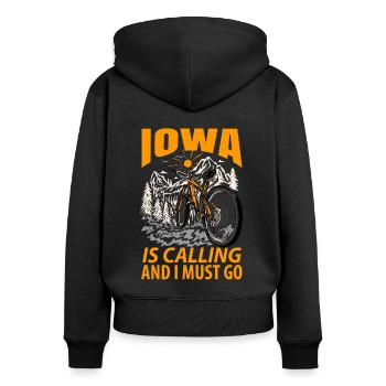 Reisen Iowa Geschenk - Frauen Premium Bio Zip Hoodie - Schwarz - Hinten - Julia (174cm)