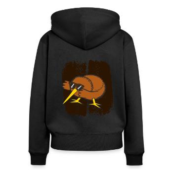 Großer Kiwi-Vogel Zealnds lieben es, Vögel zu beob - Frauen Premium Bio Zip Hoodie - Schwarz - Hinten - Julia (174cm)