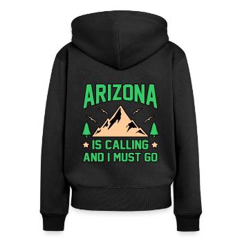 Arizona reisende geschenk - Frauen Premium Bio Zip Hoodie - Schwarz - Hinten - Julia (174cm)