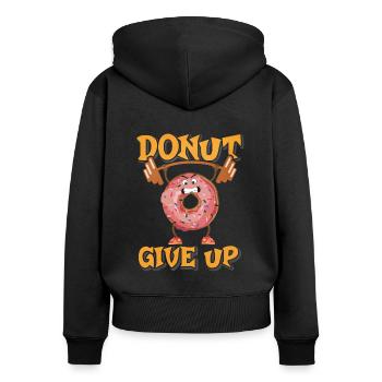 Doughnut-Liebhaber Foodie-Humor - Frauen Premium Bio Zip Hoodie - Schwarz - Hinten - Julia (174cm)