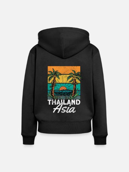 Thailand - Frauen Premium Bio Zip Hoodie - Schwarz