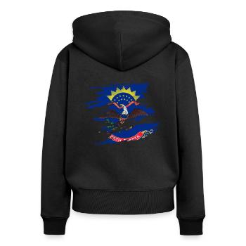 Don fier du Dakota du Nord - Sweat à capuche zippé Premium bio Femme - noir - Dos - Julia (174cm)