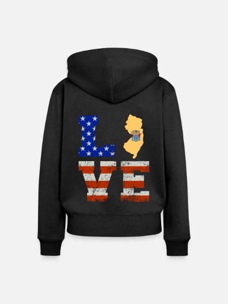 Liebe New Jersey Geschenk - Frauen Premium Bio Zip Hoodie - Schwarz
