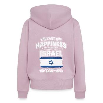 Israël - Sweat à capuche zippé Premium bio Femme - rose poudré - Dos - Julia (174cm)