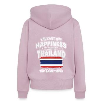 Thaïlande - Sweat à capuche zippé Premium bio Femme - rose poudré - Dos - Julia (174cm)