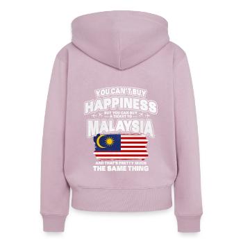 Malaisie - Sweat à capuche zippé Premium bio Femme - rose poudré - Dos - Julia (174cm)
