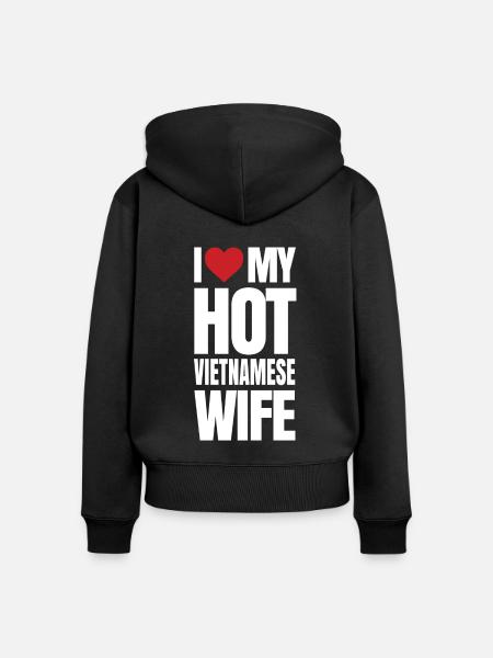 Vietnamesisches Ehefrauengeschenk - Frauen Premium Bio Zip Hoodie - Schwarz