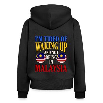 Malaisie - Sweat à capuche zippé Premium bio Femme - noir - Dos - Julia (174cm)