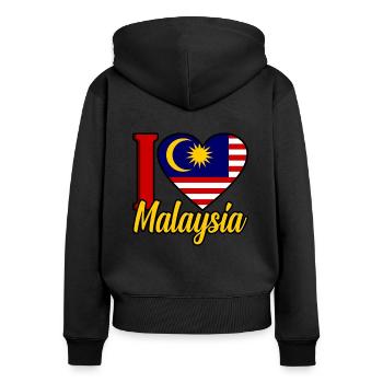 Malaisie - Sweat à capuche zippé Premium bio Femme - noir - Dos - Julia (174cm)