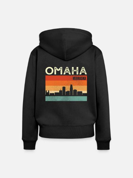 Omaha Nebraska - Frauen Premium Bio Zip Hoodie - Schwarz