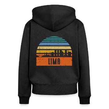 Lima Peru Skyline - Frauen Premium Bio Zip Hoodie - Schwarz - Hinten - Julia (174cm)