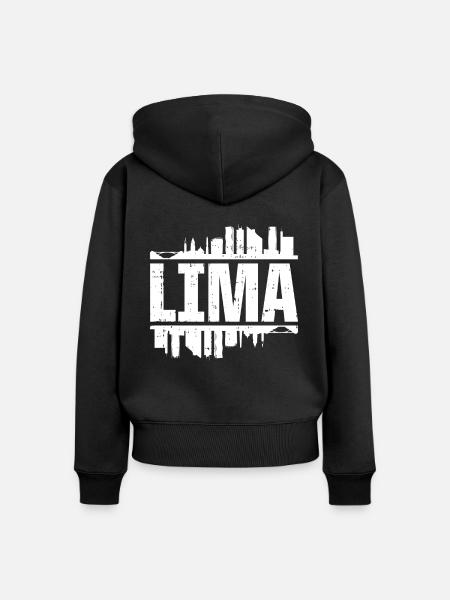 Lima Peru Skyline - Frauen Premium Bio Zip Hoodie - Schwarz
