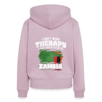 Sambia - Frauen Premium Bio Zip Hoodie - Altrosa - Hinten - Julia (174cm)