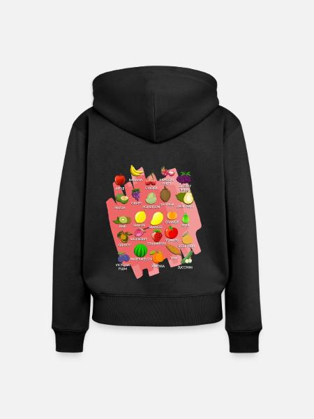 Gemüse-Alphabet - Frauen Premium Bio Zip Hoodie - Schwarz