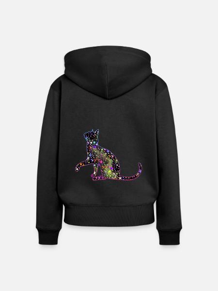 Bunte Katze - Frauen Premium Bio Zip Hoodie - Schwarz