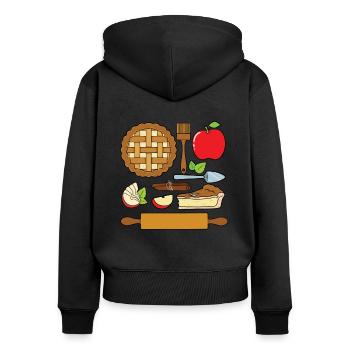 Tarte aux pommes - Sweat à capuche zippé Premium bio Femme - noir - Dos - Julia (174cm)