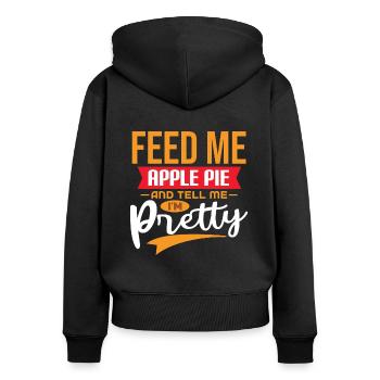 Tarte aux pommes - Sweat à capuche zippé Premium bio Femme - noir - Dos - Julia (174cm)