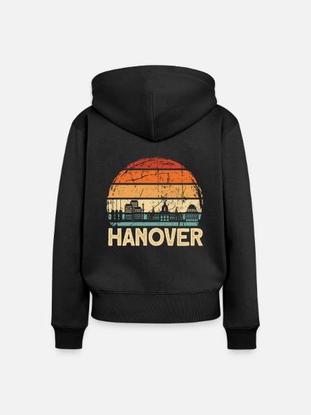 Hannover - Frauen Premium Bio Zip Hoodie - Schwarz