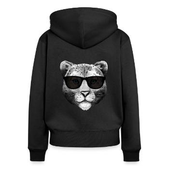 Schneeleopard - Frauen Premium Bio Zip Hoodie - Schwarz - Hinten - Julia (174cm)