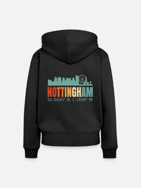 Nottingham - Frauen Premium Bio Zip Hoodie - Schwarz