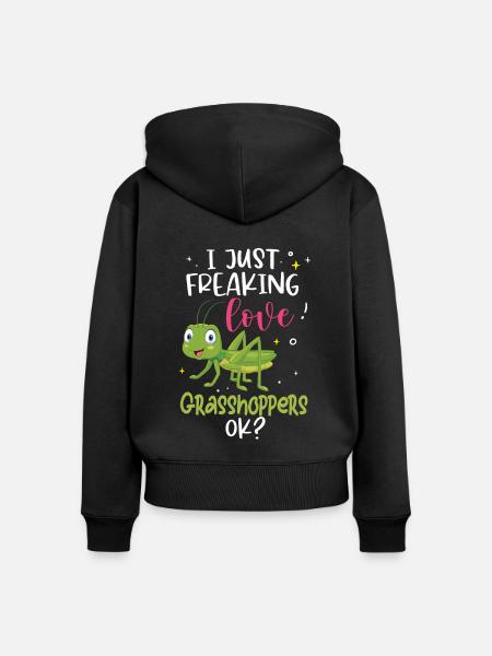 Grashüpfer - Frauen Premium Bio Zip Hoodie - Schwarz