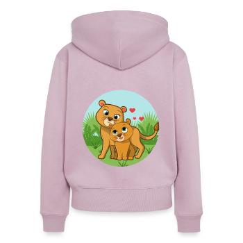 Lion Mama Bébé - Sweat à capuche zippé Premium bio Femme - rose poudré - Dos - Julia (174cm)