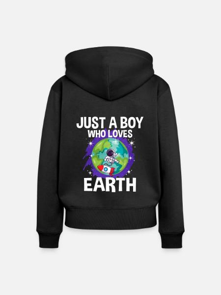 Erde Planet Geschenk - Frauen Premium Bio Zip Hoodie - Schwarz