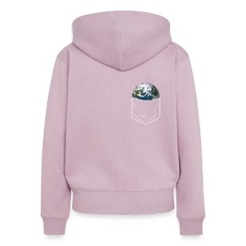 Erde - Frauen Premium Bio Zip Hoodie - Altrosa - Hinten - Julia (174cm)