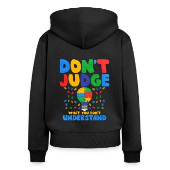 Cadeau autisme autisme - Sweat à capuche zippé Premium bio Femme - noir - Dos - Julia (174cm)