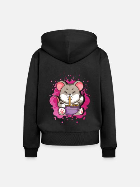 Rennmaus Maus Geschenk - Frauen Premium Bio Zip Hoodie - Schwarz