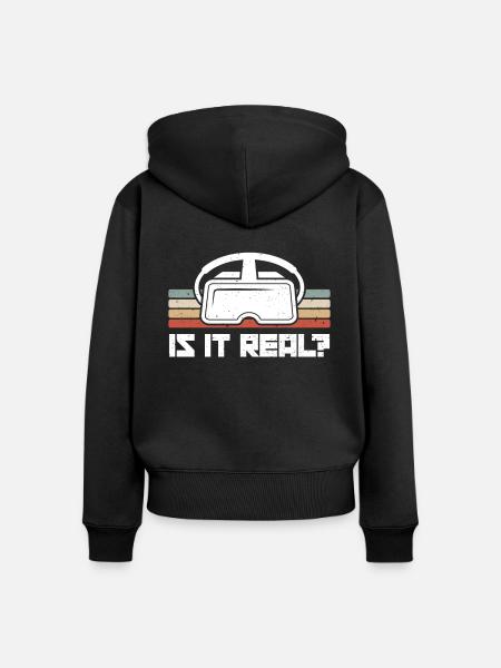 Virtual Reality VR Geschenk - Frauen Premium Bio Zip Hoodie - Schwarz