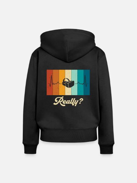 Virtual Reality VR Geschenk - Frauen Premium Bio Zip Hoodie - Schwarz