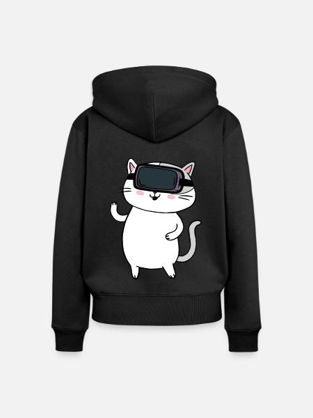 Virtual Reality VR Geschenk - Frauen Premium Bio Zip Hoodie - Schwarz