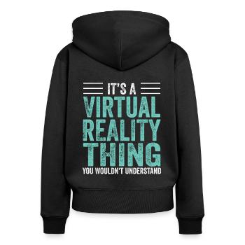 Cadeau VR de réalité virtuelle - Sweat à capuche zippé Premium bio Femme - noir - Dos - Julia (174cm)