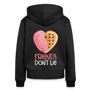 Freunde lügen nicht - Frauen Premium Bio Zip Hoodie - Schwarz - Hinten - Julia (174cm)