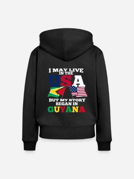 Guyana - Frauen Premium Bio Zip Hoodie - Schwarz