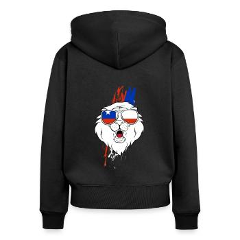 Chile - Frauen Premium Bio Zip Hoodie - Schwarz - Hinten - Julia (174cm)