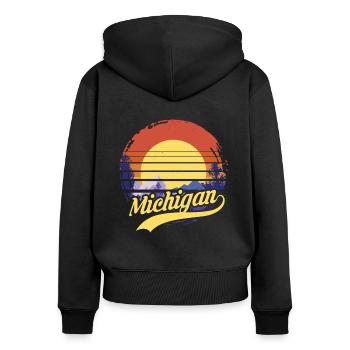 Michigan - Sweat à capuche zippé Premium bio Femme - noir - Dos - Julia (174cm)