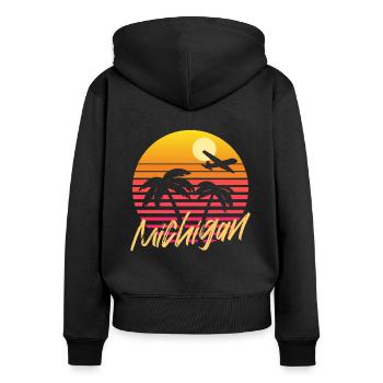 Michigan - Sweat à capuche zippé Premium bio Femme - noir - Dos - Julia (174cm)