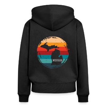 Michigan - Sweat à capuche zippé Premium bio Femme - noir - Dos - Julia (174cm)