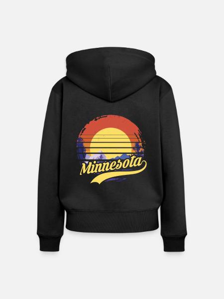 Minnesota - Frauen Premium Bio Zip Hoodie - Schwarz