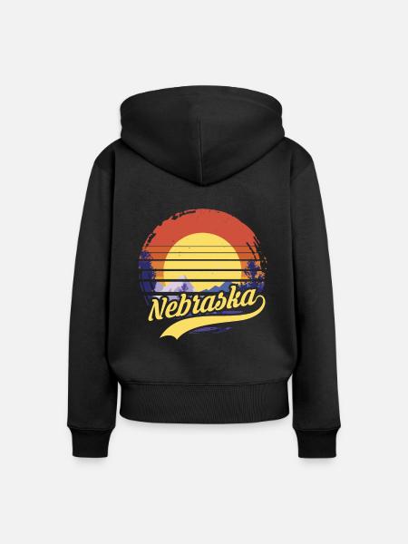 Nebraska - Frauen Premium Bio Zip Hoodie - Schwarz