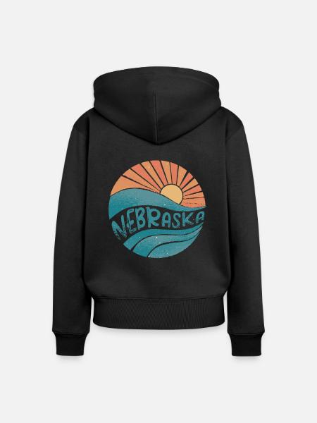 Nebraska - Frauen Premium Bio Zip Hoodie - Schwarz