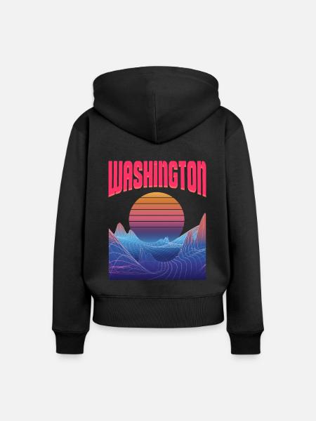 Washington - Frauen Premium Bio Zip Hoodie - Schwarz