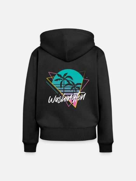 Washington - Frauen Premium Bio Zip Hoodie - Schwarz