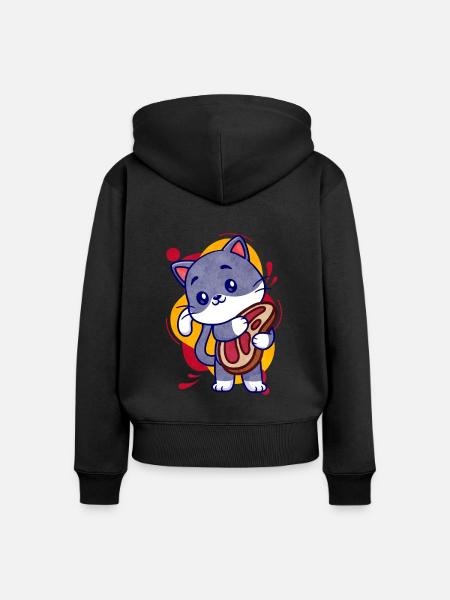 Steak - Frauen Premium Bio Zip Hoodie - Schwarz