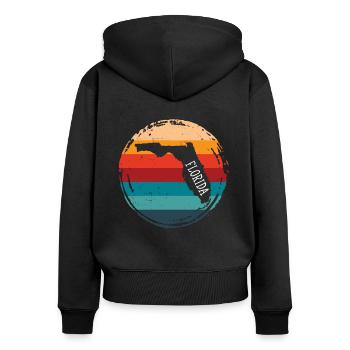 florida - Frauen Premium Bio Zip Hoodie - Schwarz - Hinten - Julia (174cm)
