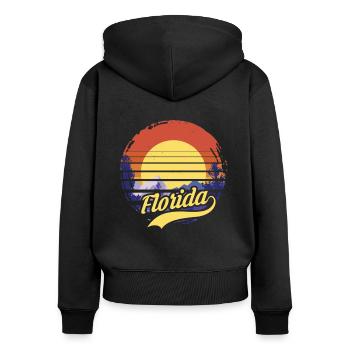 florida - Frauen Premium Bio Zip Hoodie - Schwarz - Hinten - Julia (174cm)