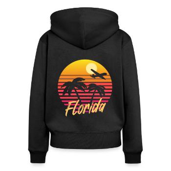 florida - Frauen Premium Bio Zip Hoodie - Schwarz - Hinten - Julia (174cm)